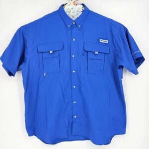 Columbia Shirt Mens XXL Bahama Vented Fishing Omni‎ Shade Button Down Blue